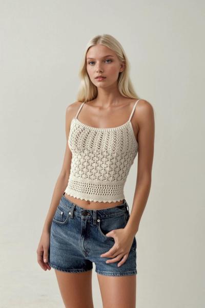 Monica Omuz Bağlamalı Lase Croptop  Bej