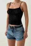 Monica Omuz Bağlamalı Lase Croptop  Siyah