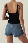Monica Omuz Bağlamalı Lase Croptop  Siyah