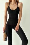 Alya İp Askılı Fitilli Toparlayıcı Catsuit Siyah