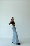 Linda Yüksek Bel Midi Boy Jean Etek Mavi