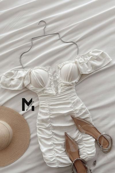 Liam Özel Tasarım Elbise  Beyaz