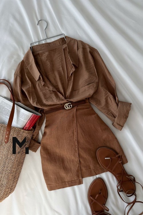 Talyan Ham Keten Etek Kahverengi