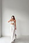 Kety Pantolon+Crop Rahat Kalıp Bohem Takım Beyaz