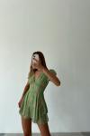 Fernanda Çiçekli İçi Astarlı Şortlu Tulum Yeşil
