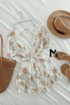 Fernanda Çiçekli İçi Astarlı Şortlu Tulum Bej
