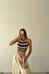 Sophie Bağlamalı Crochet Crop Siyah Beyaz