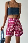 Liana Yüksek Bel Etnik Desen Şort Fuşya