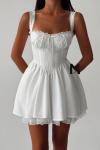 Lorisa Pamuk Poplin Sırtı Korseli Elbise Candy Beyaz  Beyaz