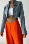 Molina Crop Jean Ceket  Mavi