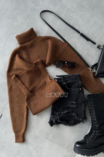 Silana İkili Tasarım Kazak Kahverengi