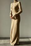 Anya Balıkçı Knıt Long Elbise  Bej