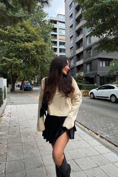 Adora Polo Yaka Kazak  Krem