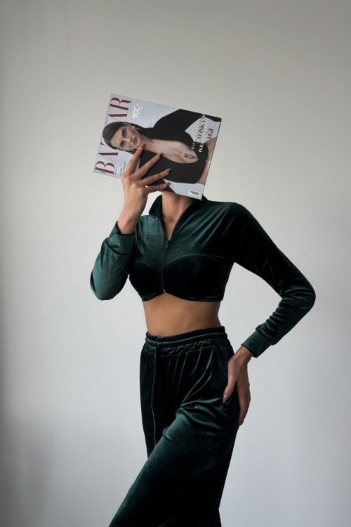 Valeri Gloplu Kadife Takım Yeşil