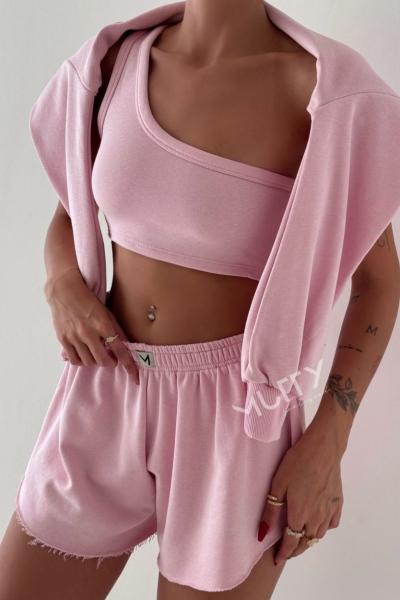 Anna Yıkamalı İthal Kumaş Relax 3lü Set  Pembe