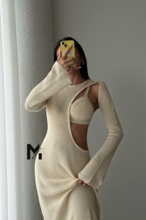 Bali Tasarım Triko Elbise   Krem