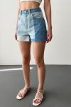 Clara Parçalı Lazer Kesim Jean Şort Mavi