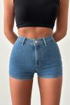 Marcella Yüksek Bel Jean Şort  Mavi