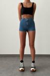 Marcella Yüksek Bel Jean Şort  Mavi
