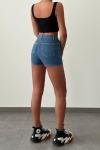 Marcella Yüksek Bel Jean Şort  Mavi