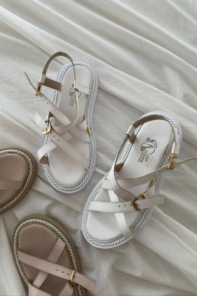 İvy Deri Sandalet  Beyaz
