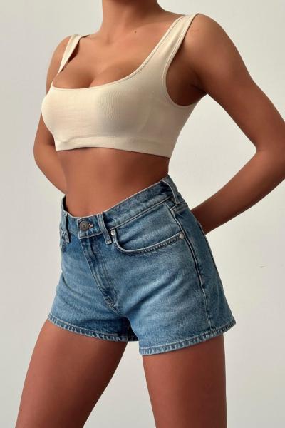 Evia İthal Jean Şort  Mavi