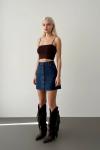 Elien Ön Düğmeli Jean Etek Lacivert