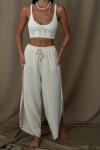 Quinn Ham Keten Bohem Pantolon Ekru