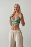 Reagan Çizgili Triko Crop Yeşil