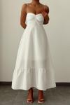 Hilde Poplin İp Askılı Maxi Elbise  Beyaz