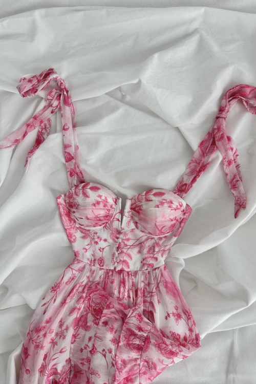 Aderlina Gloplu Balenli İthal Elbise  Pembe