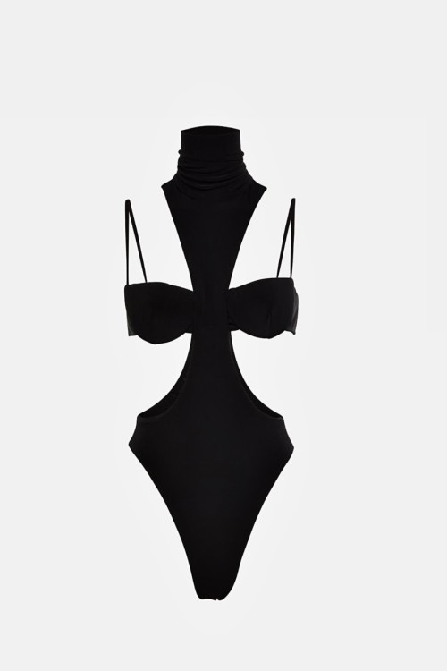 Gina Çilek Esnek Tasarım Bodysuit  Siyah