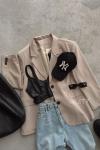 Tracy Oversize Blazer Ceket Taş Rengi