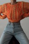 Urban Saç Örgü Efektli Crop Oversize Kazak  Turuncu
