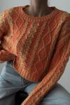 Urban Saç Örgü Efektli Crop Oversize Kazak  Turuncu