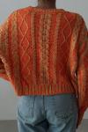 Urban Saç Örgü Efektli Crop Oversize Kazak  Turuncu