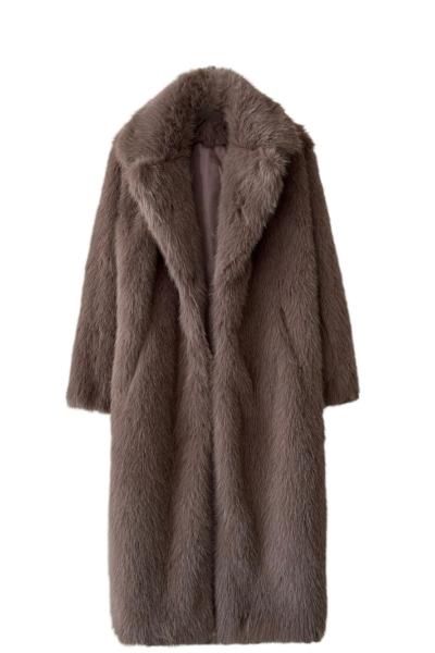 İveta Maxi Boy Premium İthal Kürk Kaban Vizon