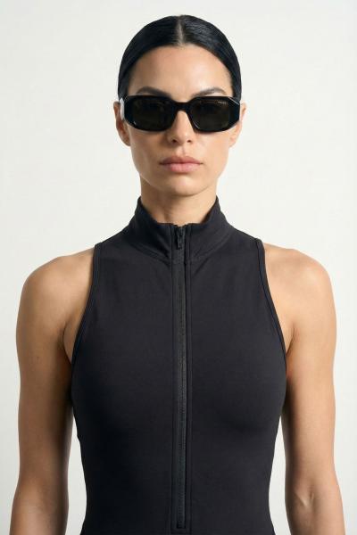 Alita Fermuarlı Esnek Toparlayıcı Romper  Siyah