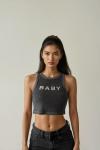 Baby Yıkamalı Crop Atlet  Gri