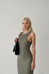 Rue Halter Triko Efekt Esnek Maxi Elbise  Haki