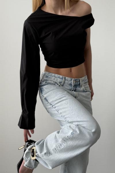 Vance Tek Kol Detay Bluz Siyah