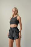 Odea Yıkamalı Bel Lastik Şort Antrasit