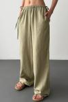 Cate Geniş Paça Pantolon Haki