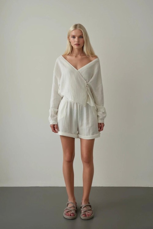 Mutty Celene Şortlu 2 li Takım  Beyaz