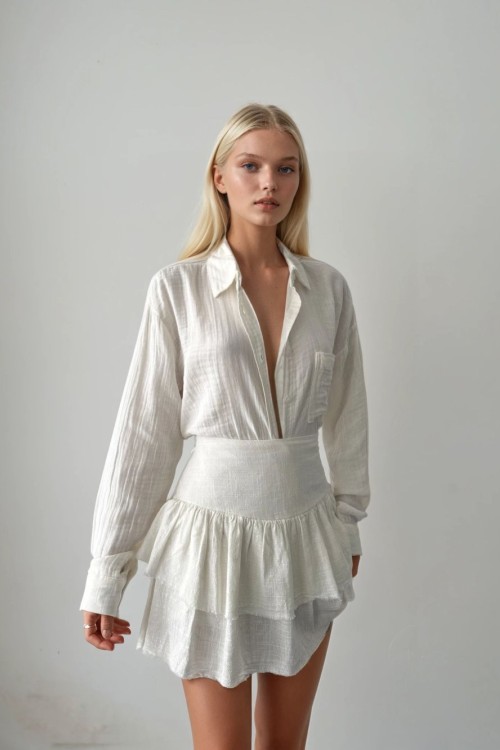 Chloe Tek Cep Gömlek Beyaz