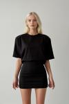 Lunara Bel Büzgü Detay Elbise Siyah