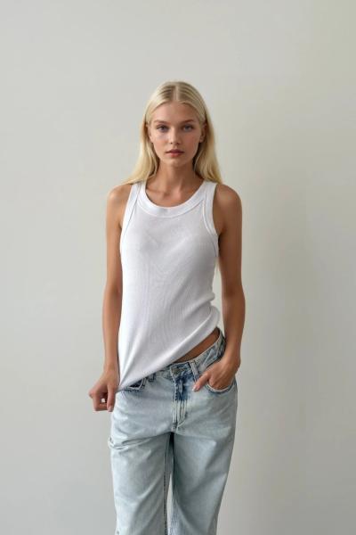 Laci Fitilli Halter Yaka Atlet Beyaz