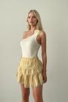 Taly İç Astarlı Keten Şort Etek Sarı