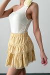 Taly İç Astarlı Keten Şort Etek Sarı