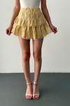 Taly İç Astarlı Keten Şort Etek Sarı